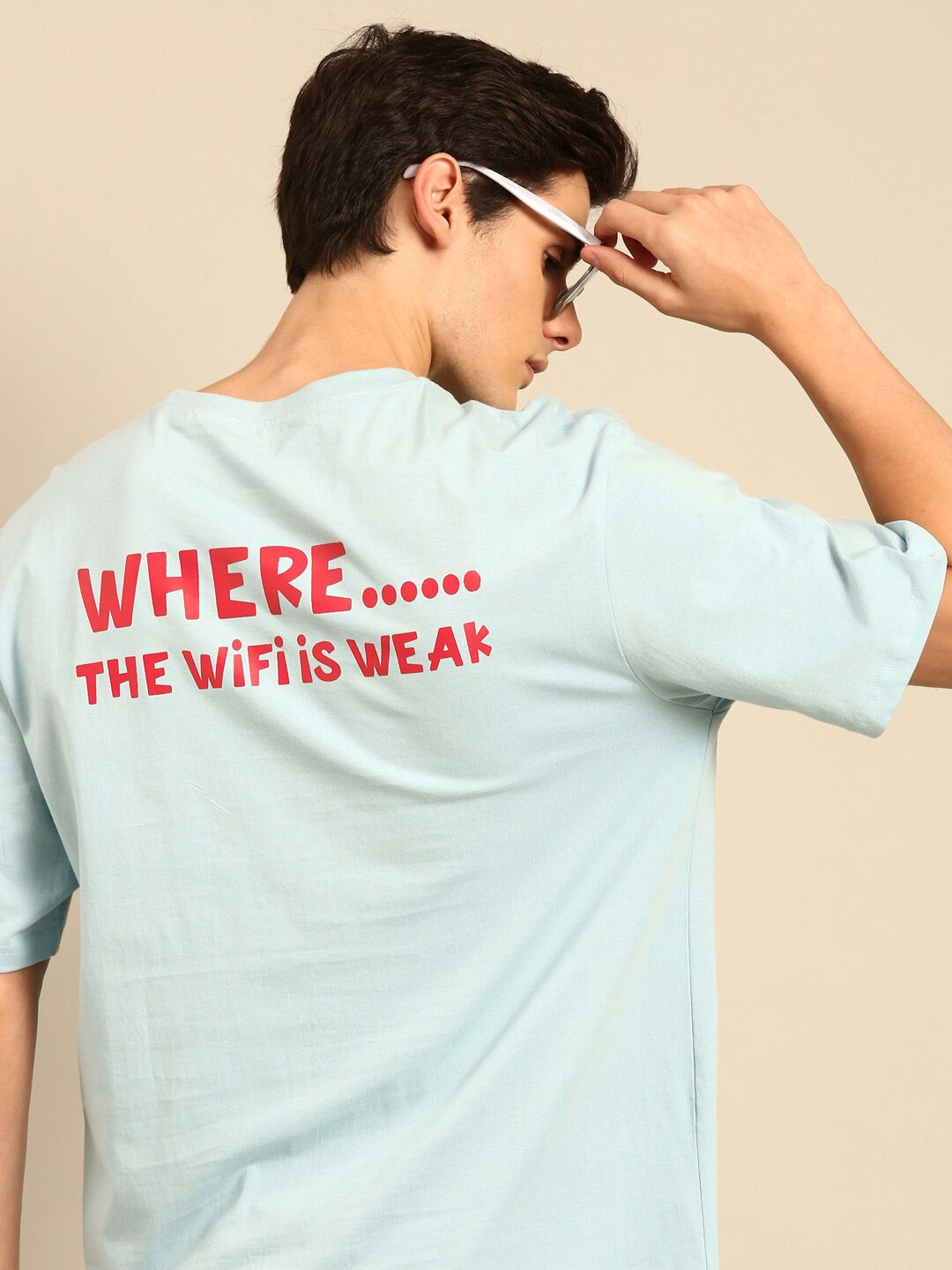 

recast Typography Printed Bio Finish Oversized T-shirt, Blue