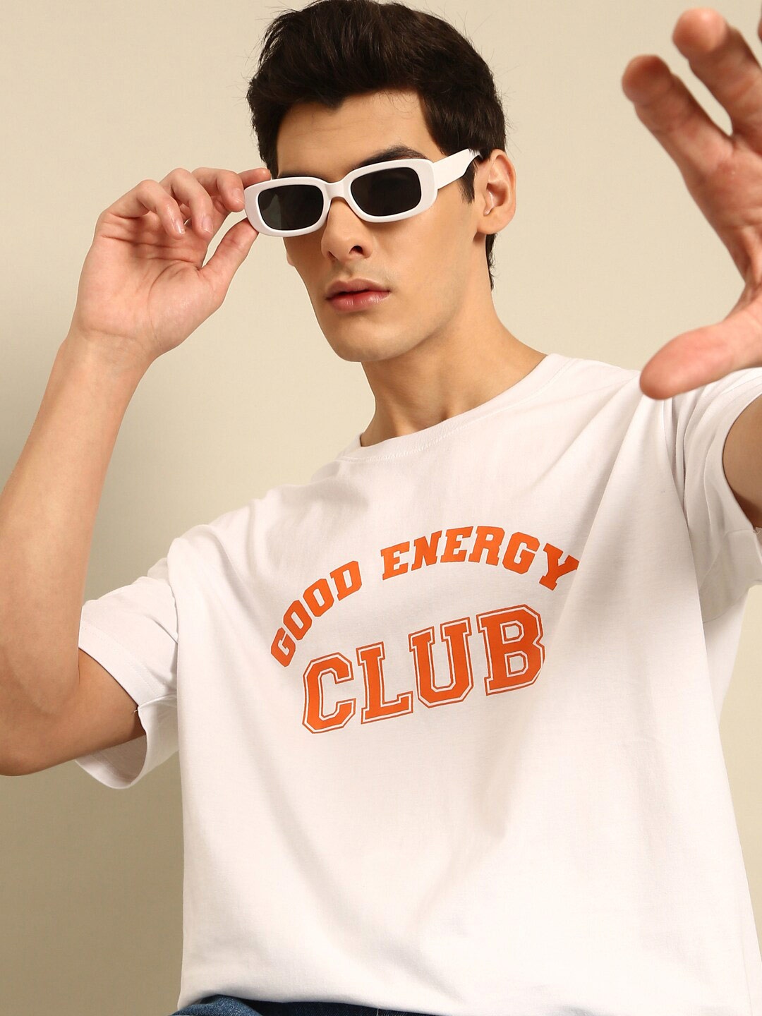 

recast Bio Finish Typography Printed Pure Cotton Oversized T-Shirt, White