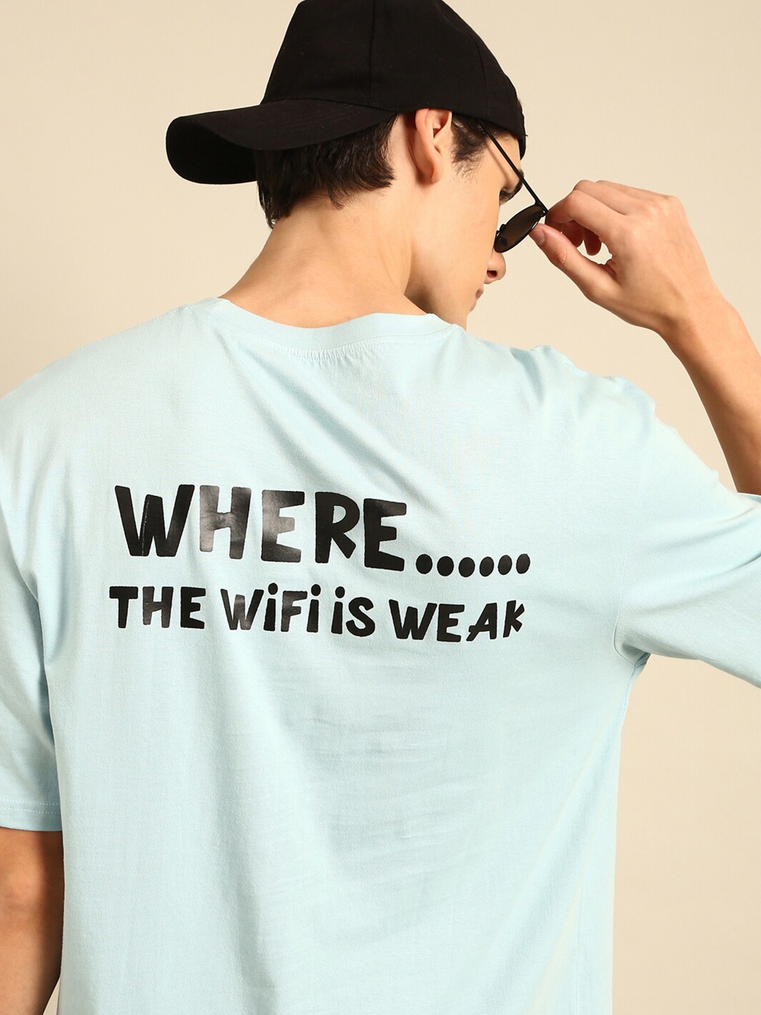 

recast Bio Finish Typography Printed Pure Cotton Oversized T-Shirt, Blue