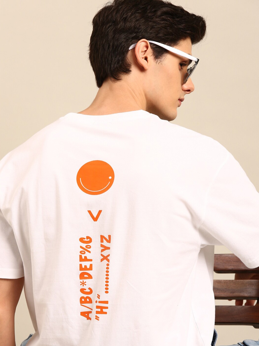 

recast Typography Printed Cotton Oversized Bio Finish T-shirt, White