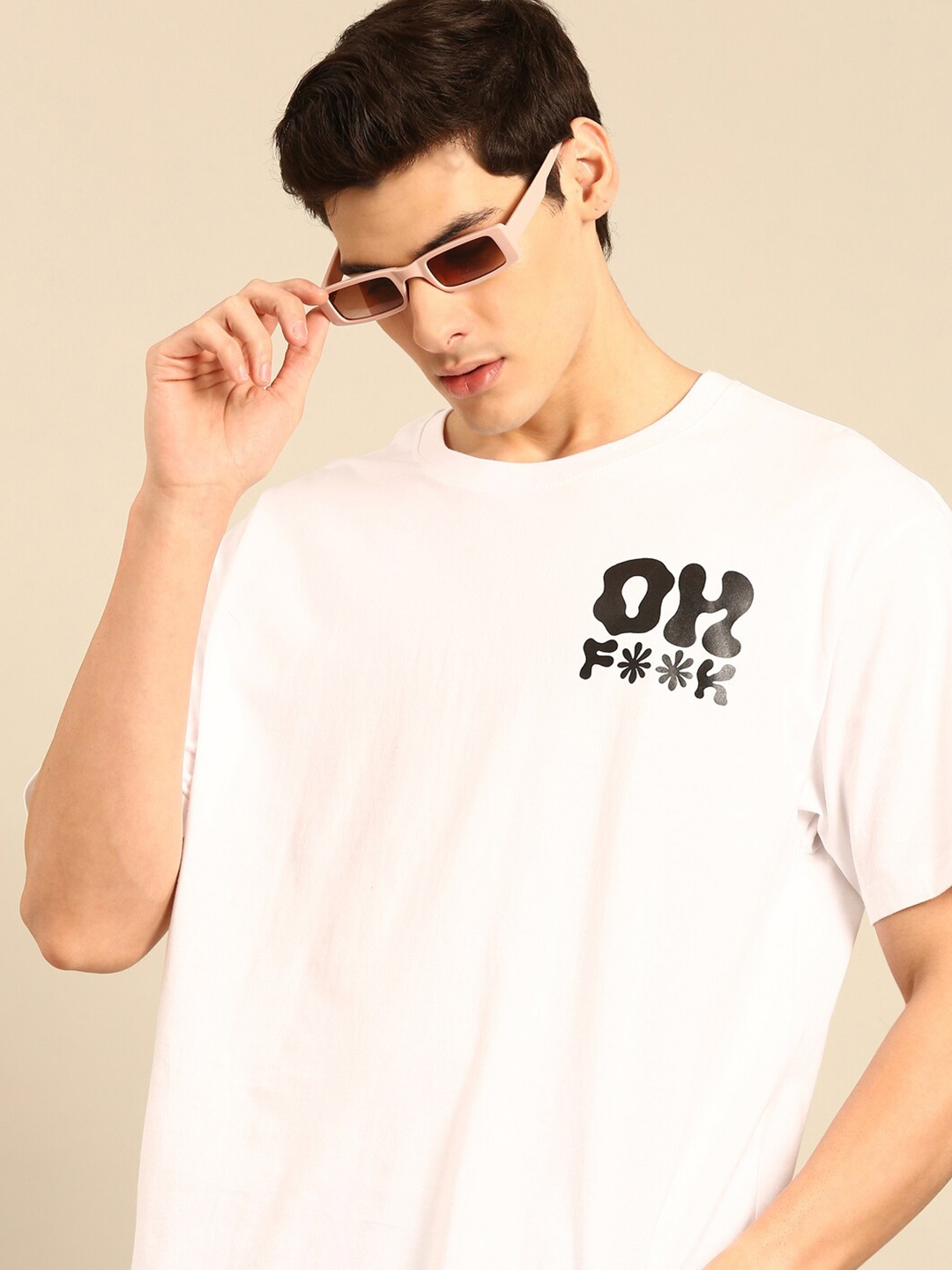 

recast Bio Finish Typography Printed Pure Cotton Oversized T-Shirt, White