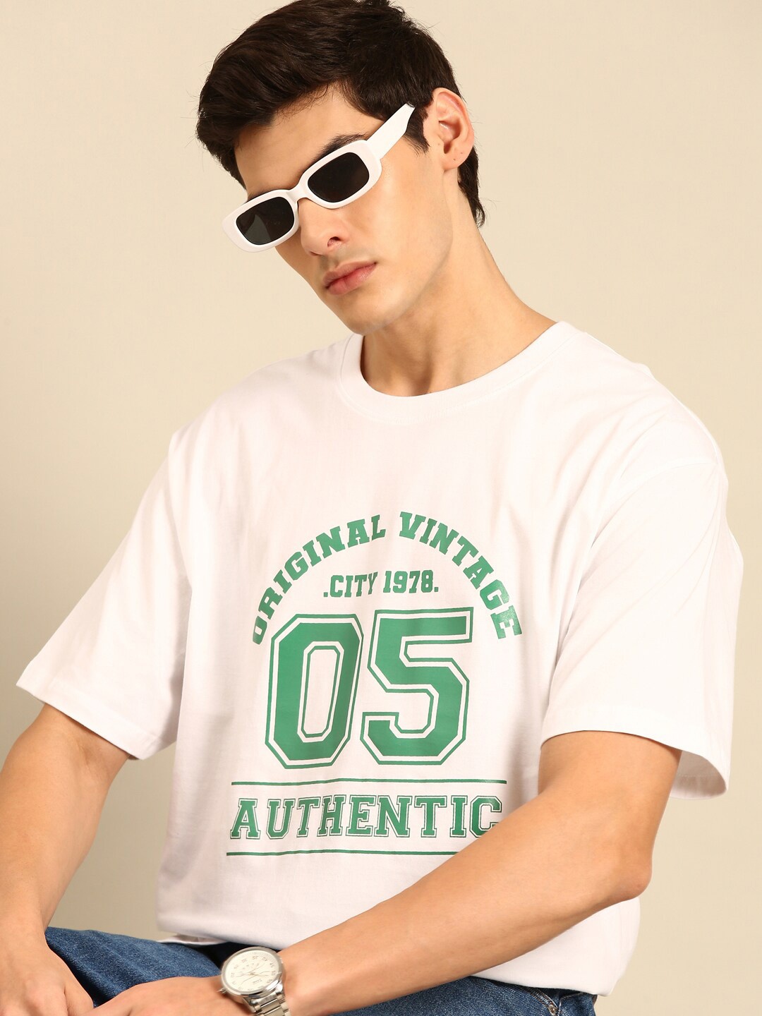 

recast Bio Finish Typography Printed Pure Cotton Oversized T-Shirt, White