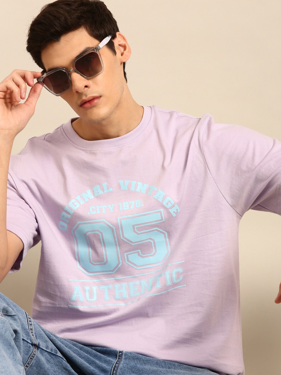 

recast Bio Finish Typography Printed Pure Cotton Oversized T-Shirt, Purple