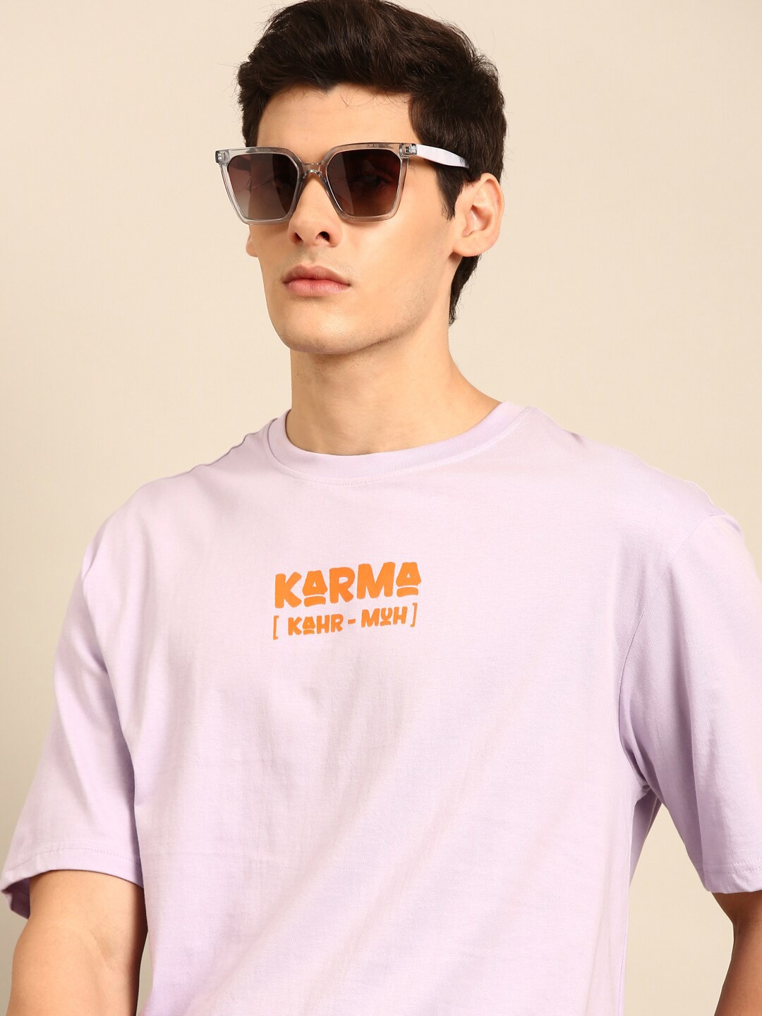 

recast Bio Finish Typography Printed Pure Cotton Oversized T-Shirt, Purple