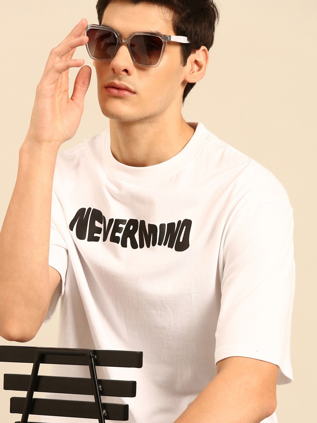 recast Typography Printed Bio Finish Oversized T-shirt, White