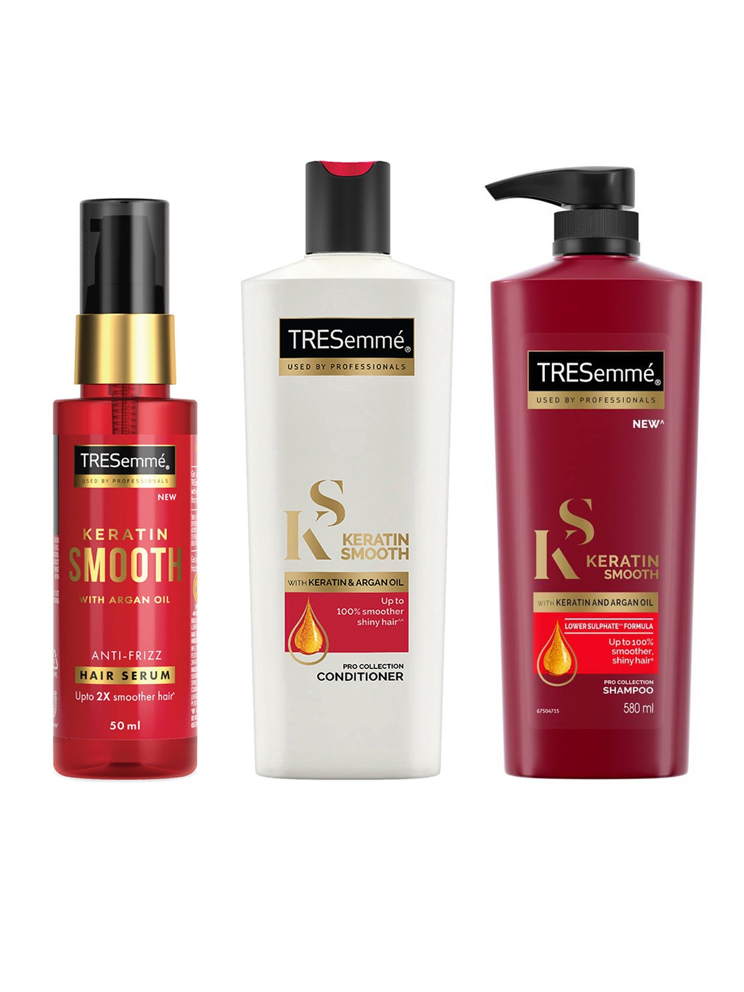 

TRESemme Keratin Smooth Combo - Shampoo 580ml + Conditioner 190ml + Serum 50ml, Red