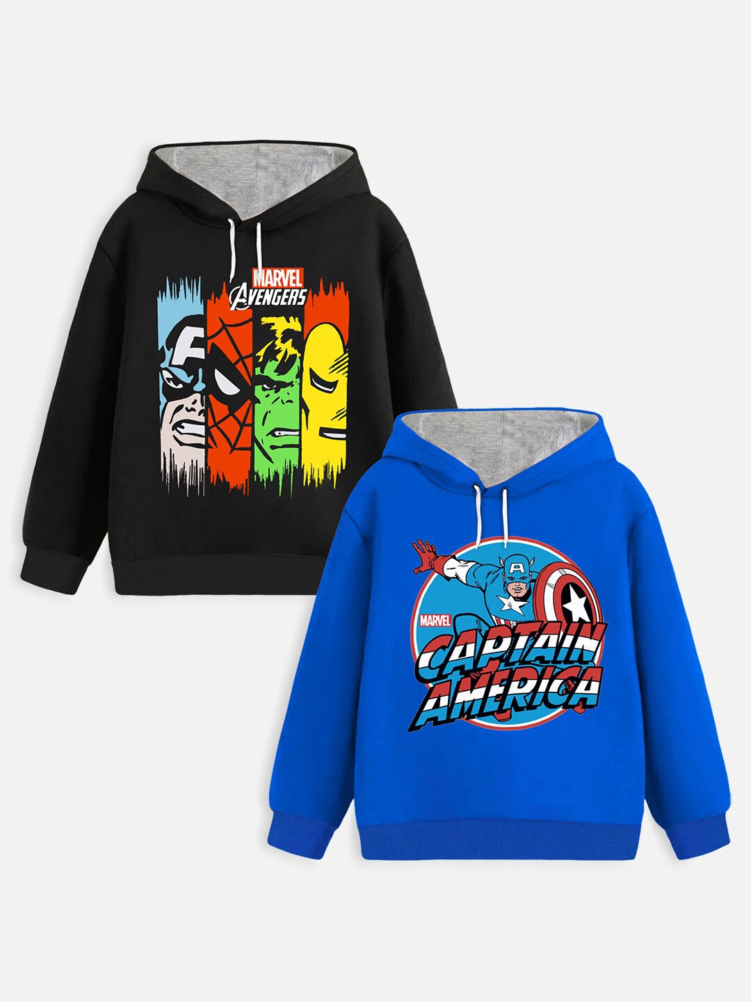 

YK Marvel Boys Pack Of 2 Printed Hooded Pullover, Blue