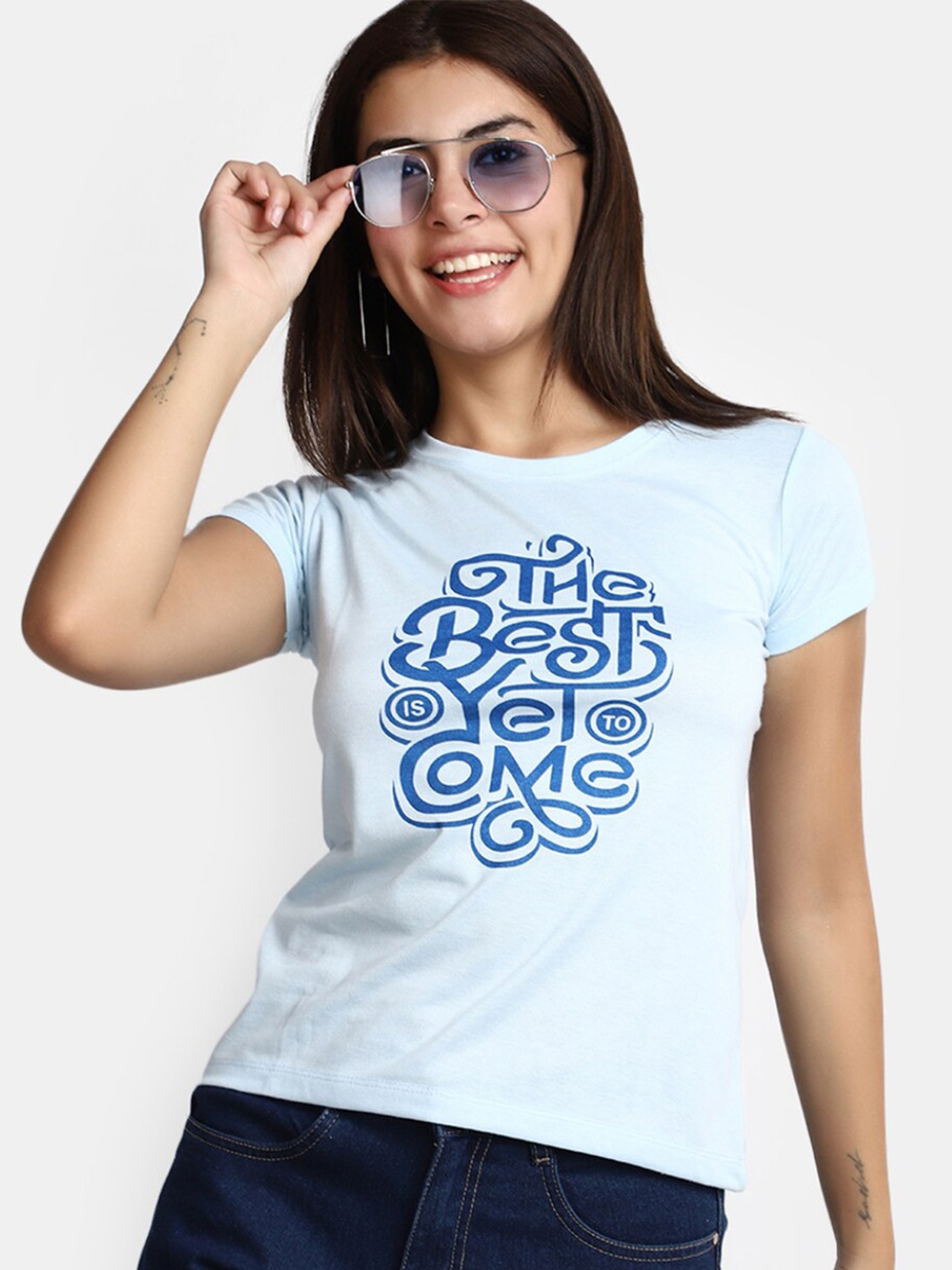 

V-Mart Typography Printed Cotton Casual T-Shirt, Blue