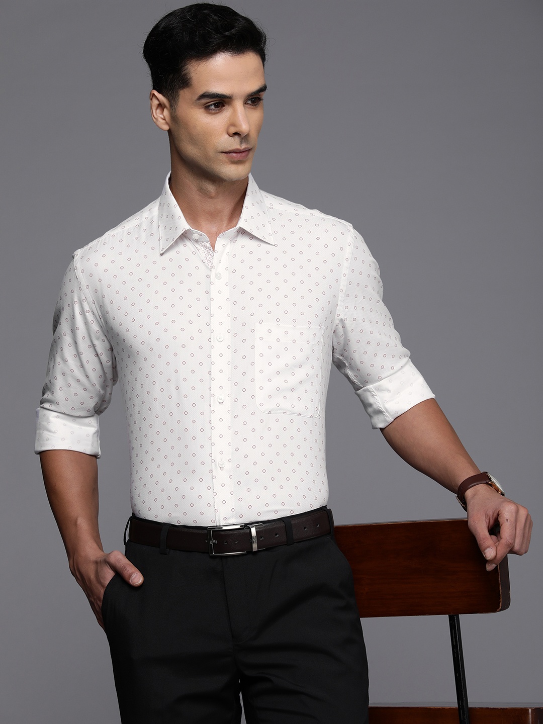 

Raymond Printed Formal Shirt, White