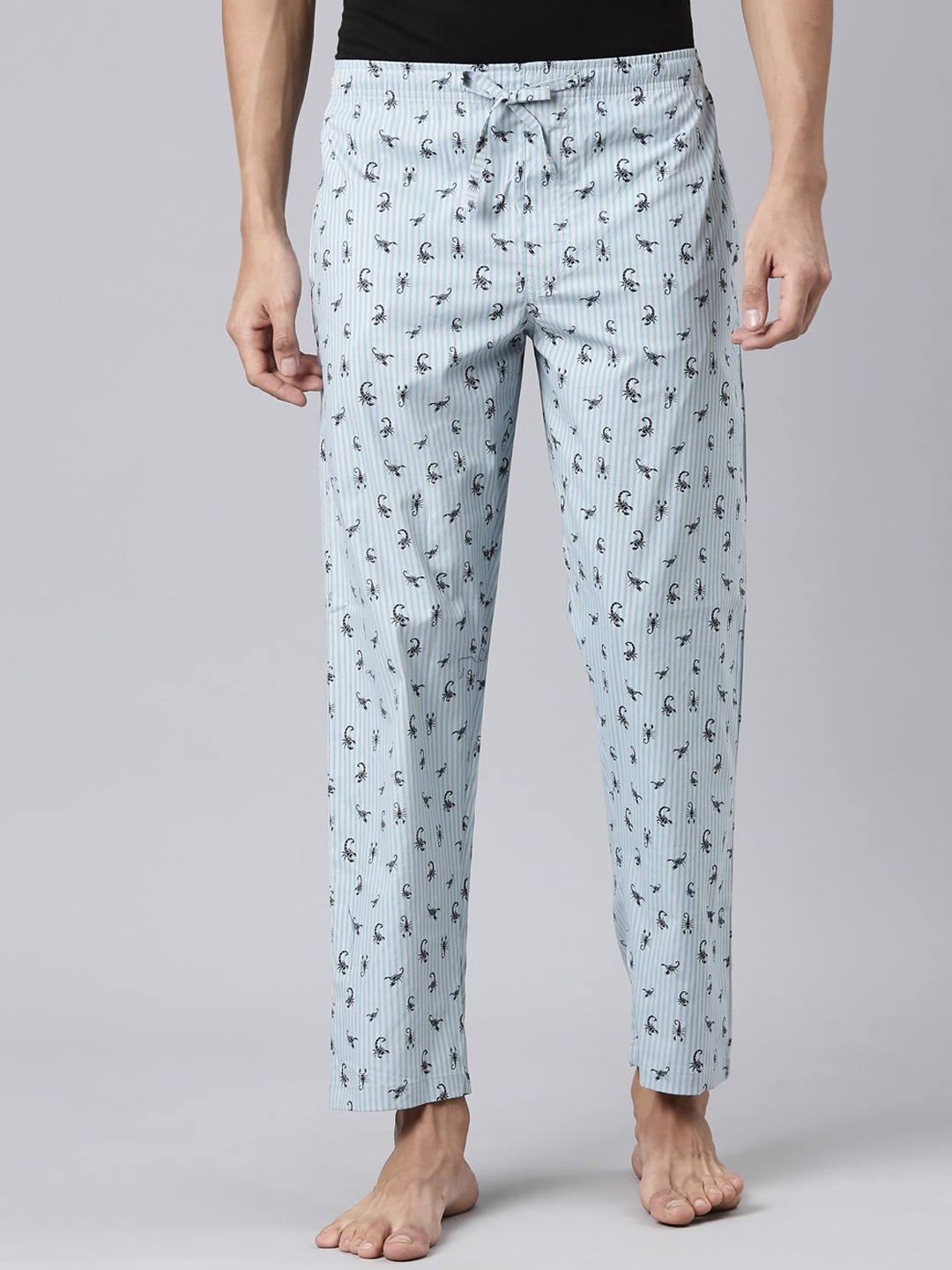 

Joven Men Printed Cotton Lounge Pant, Blue