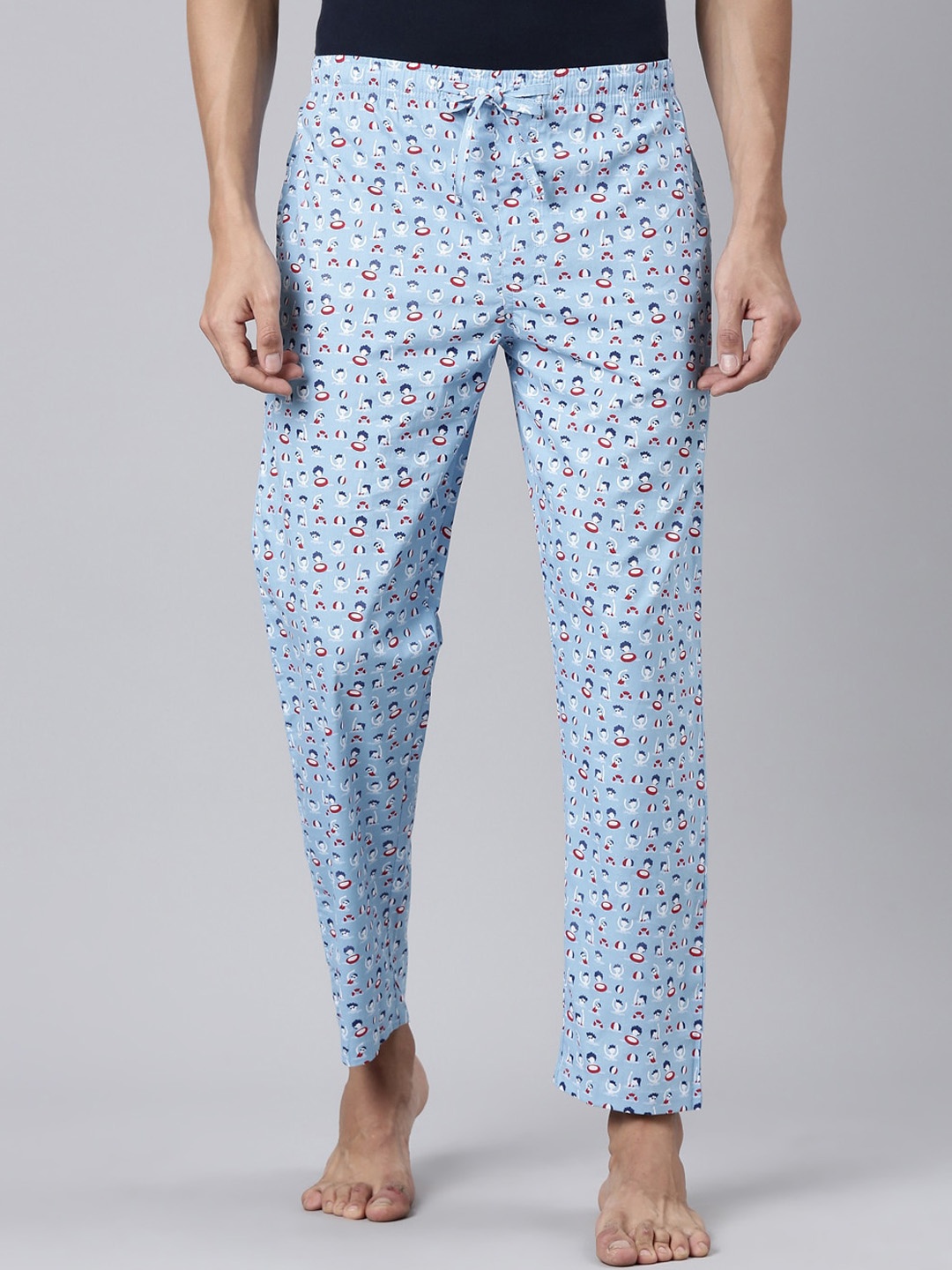 

JOVEN Men Printed Cotton Lounge Pant, Blue