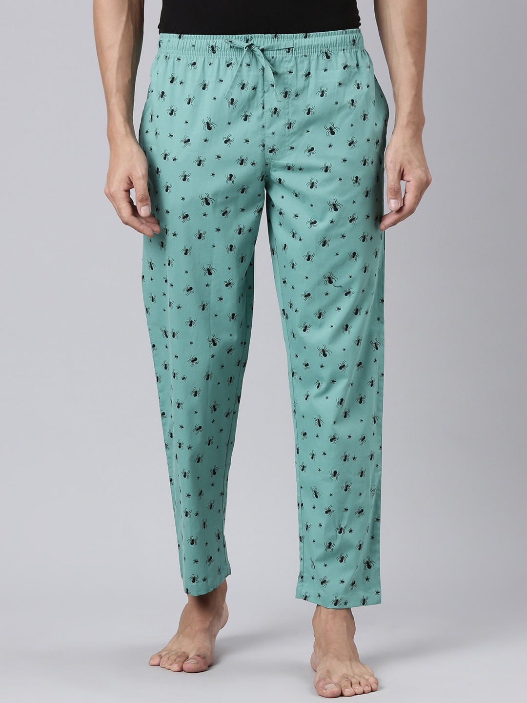

Joven Men Printed Cotton Lounge Pant, Sea green
