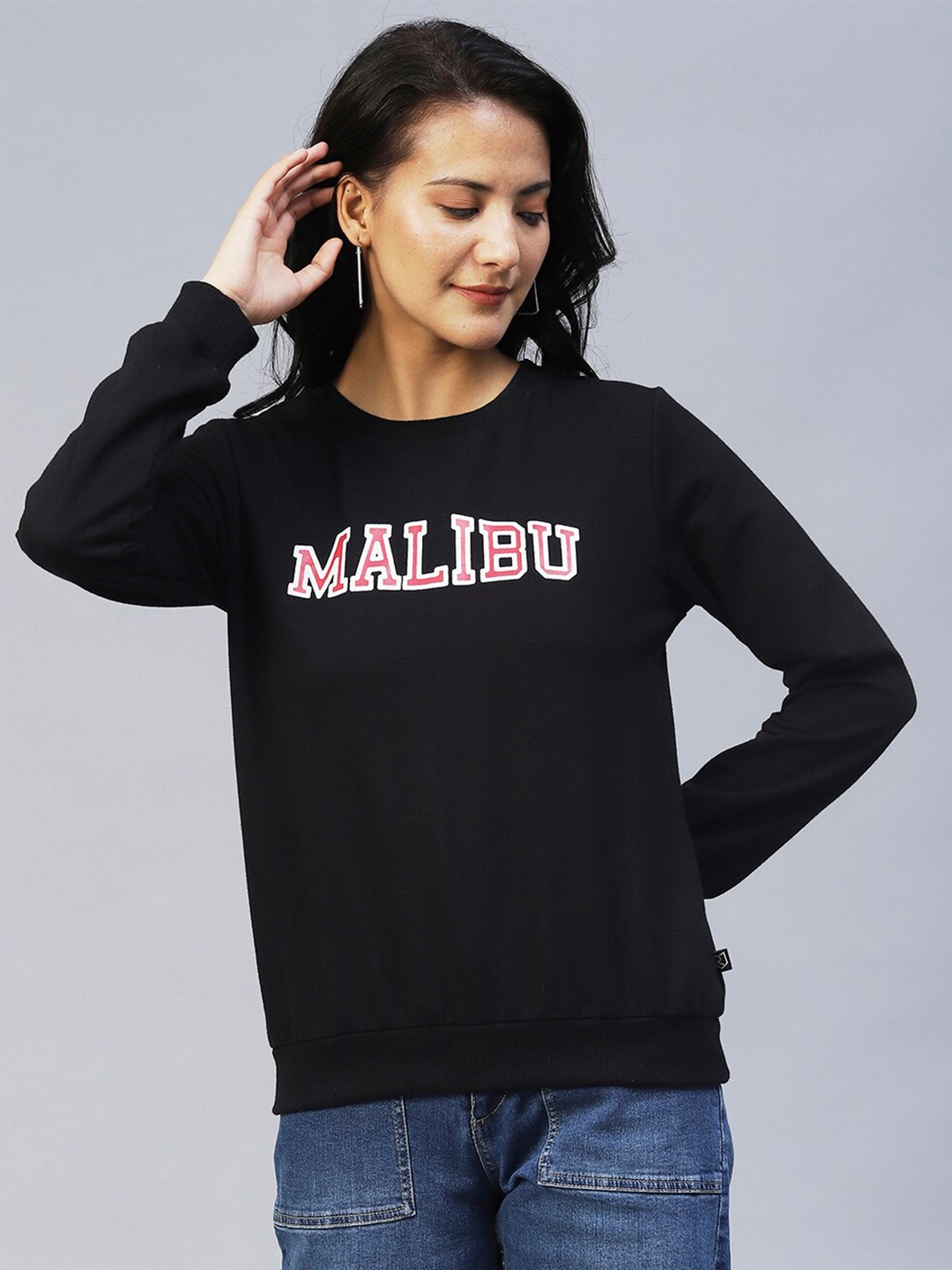 

Rigo Women Printed Fleece Pullover Casual Hooded Sweatshirt, Black
