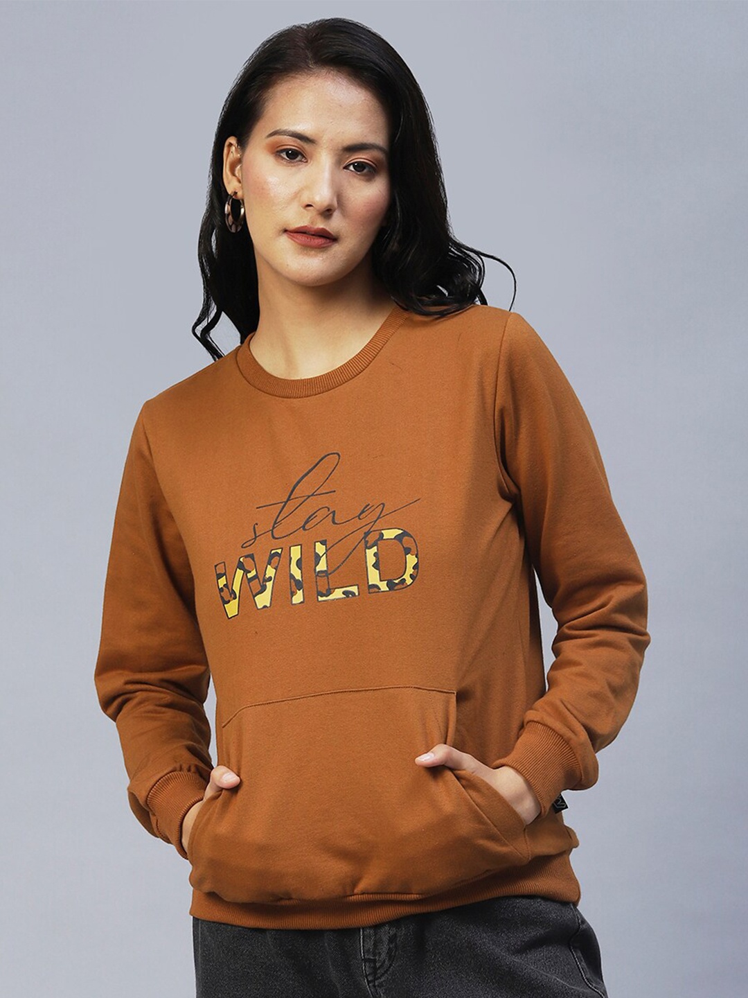 

Rigo Round Neck Fleece Sweatshirt, Brown