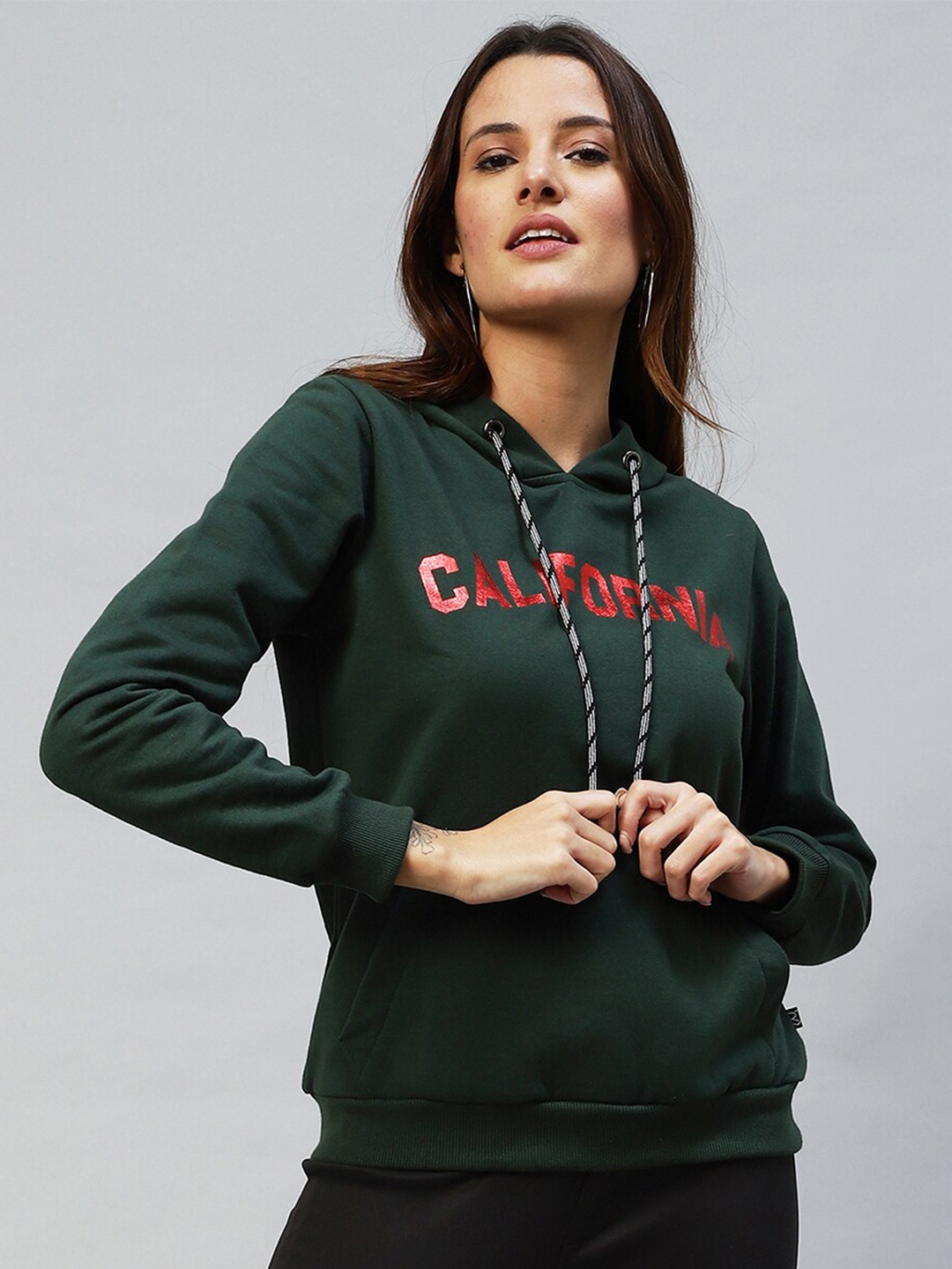 

Rigo Women Hooded Solid Sweatshirt, Green
