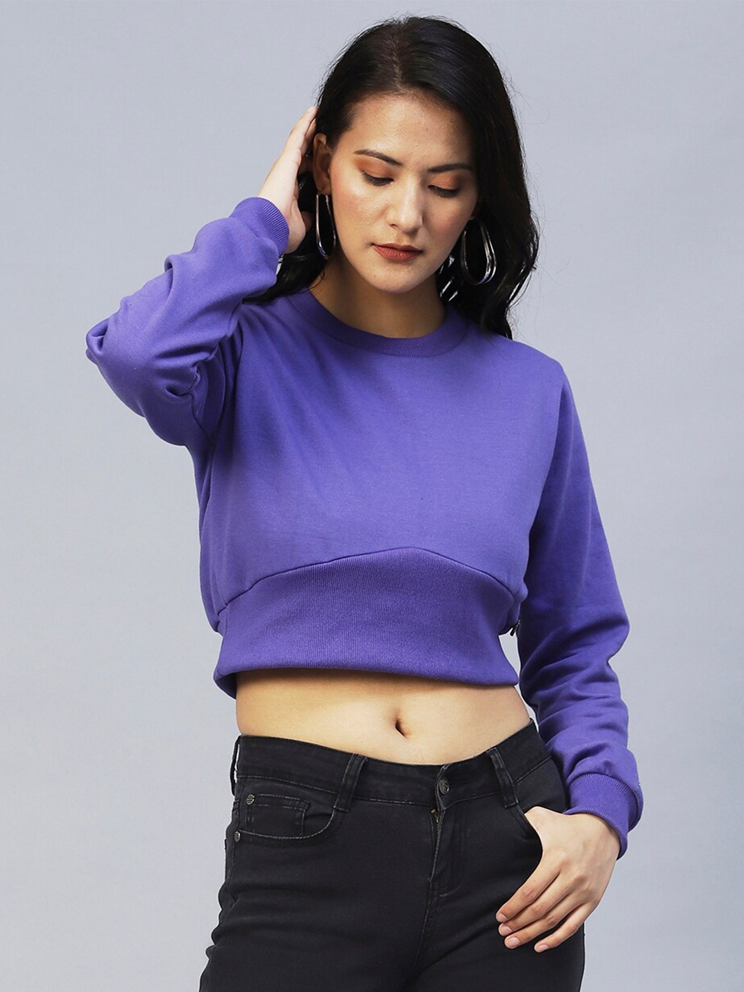 

Rigo Round Neck Fleece Sweatshirt, Purple