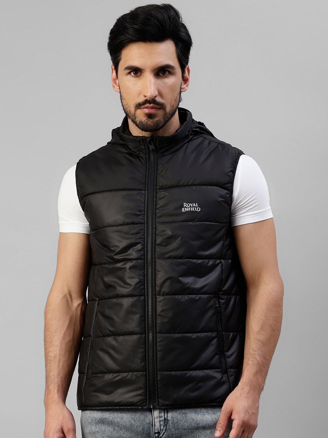 

Royal Enfield Men Black Padded Jacket