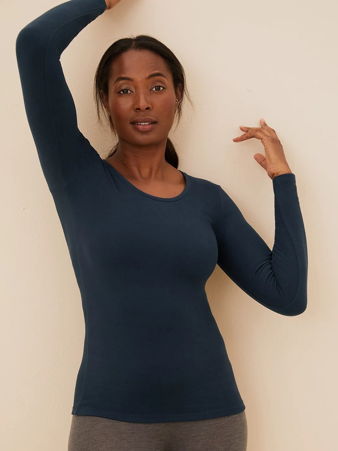 

Marks & Spencer Round Neck Thermal Tops, Navy blue