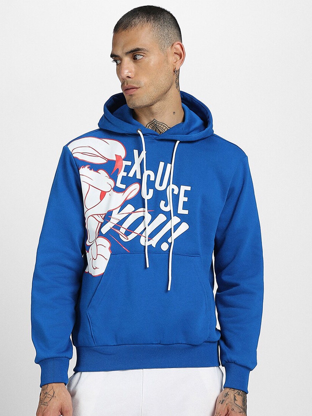 

VEIRDO Disney Donald Duck Graphic Printed Hooded Fleece Pullover Sweatshirt, Blue
