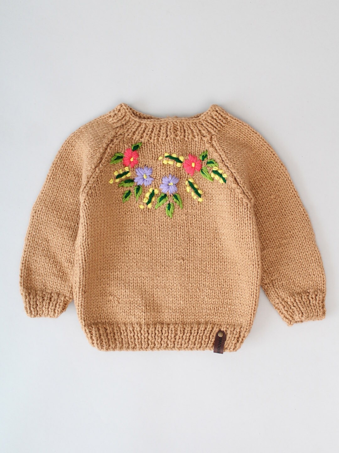 

Woonie Kids Embroidered Acrylic Pullover, Beige