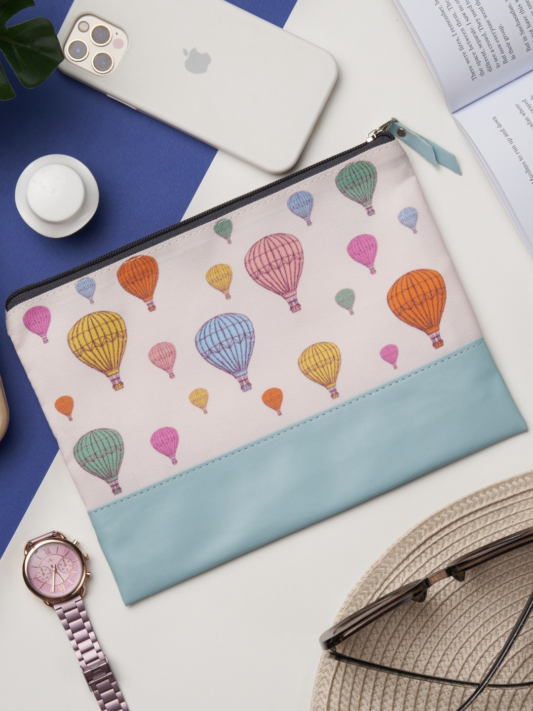 

Doodle Digital Printed Vegan Leather Travel Pouch, White