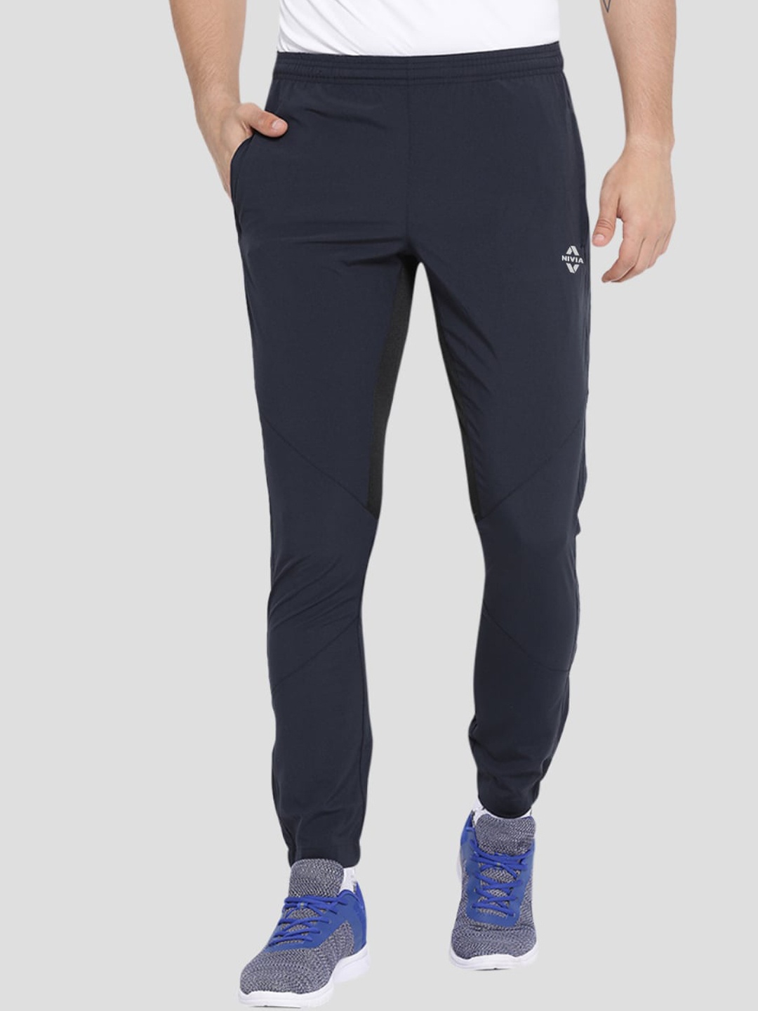 

NIVIA Men Aqua 3 Mid-Rise Slim-Fit Sports Joggers, Navy blue