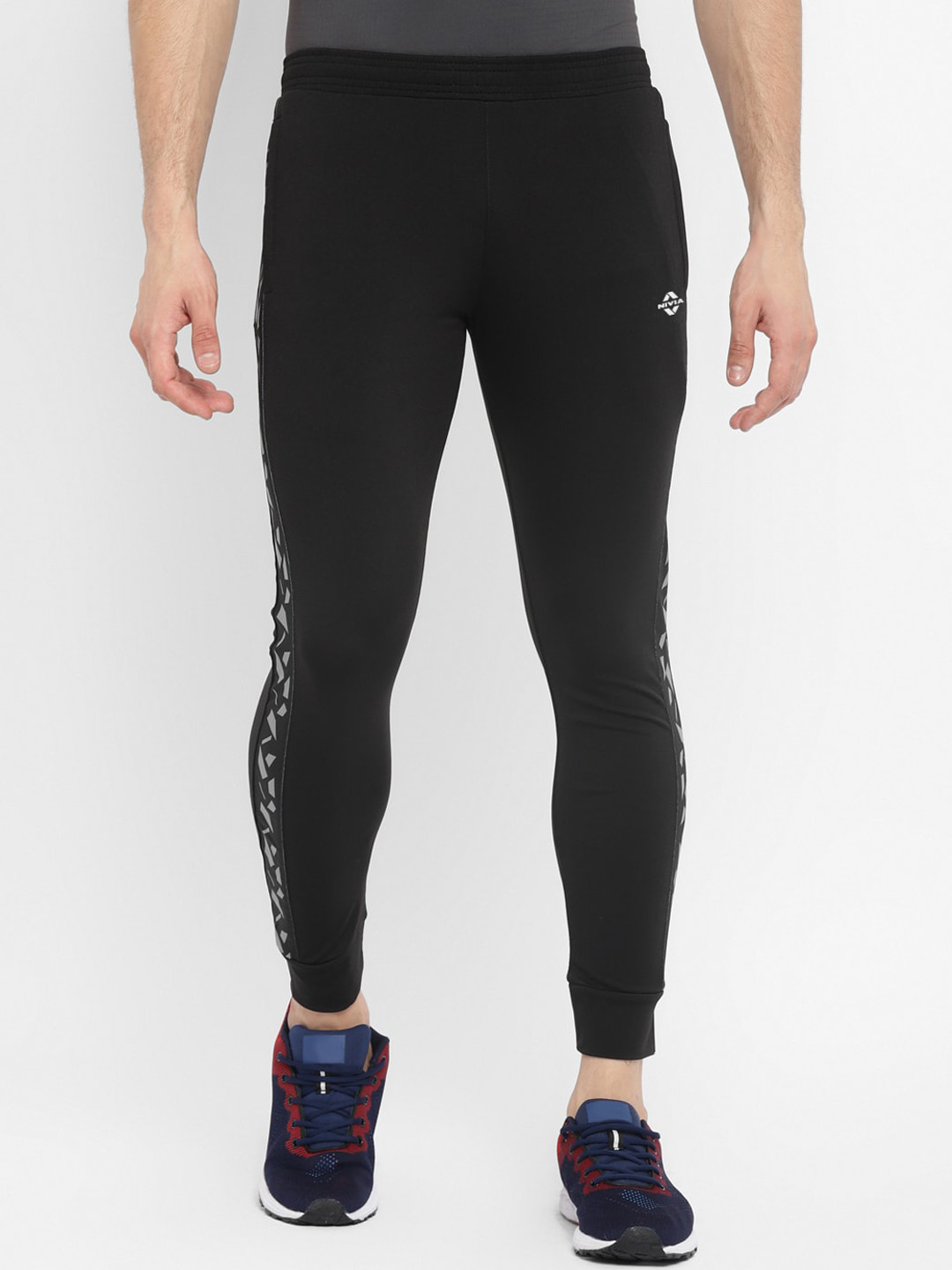 

NIVIA Men Mid-Rise Slim-Fit Sports Joggers, Black