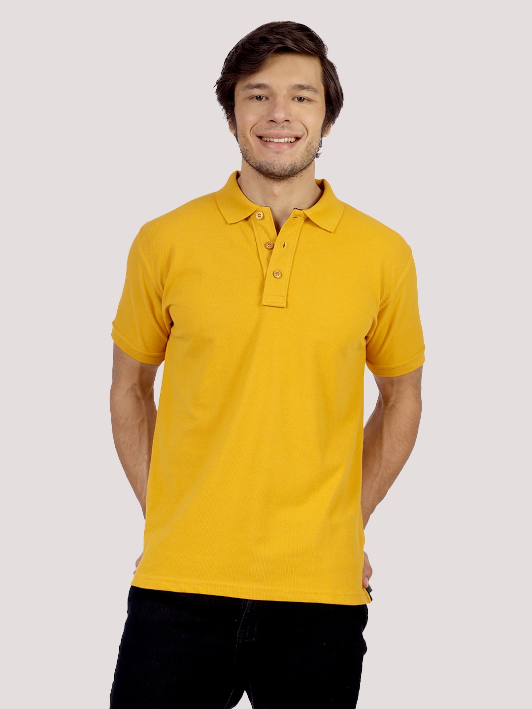 

Greylongg Polo Collar Short Sleeves T-shirt, Yellow