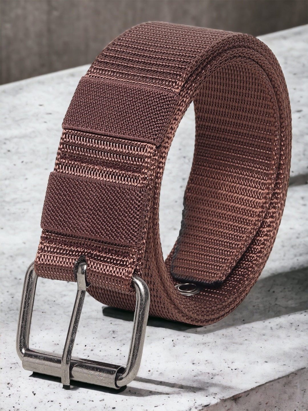 

Mast & Harbour Men Textured Canvas Belt, Brown