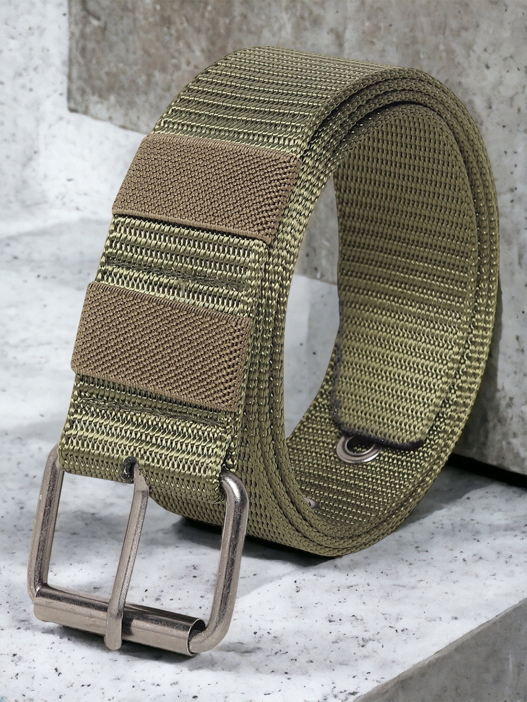 

Mast & Harbour Men Textured Belt, Green