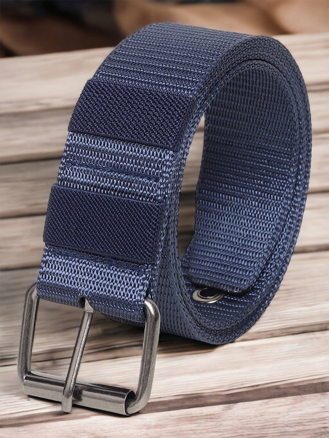 

Mast & Harbour Men Textured Canvas Belt, Blue