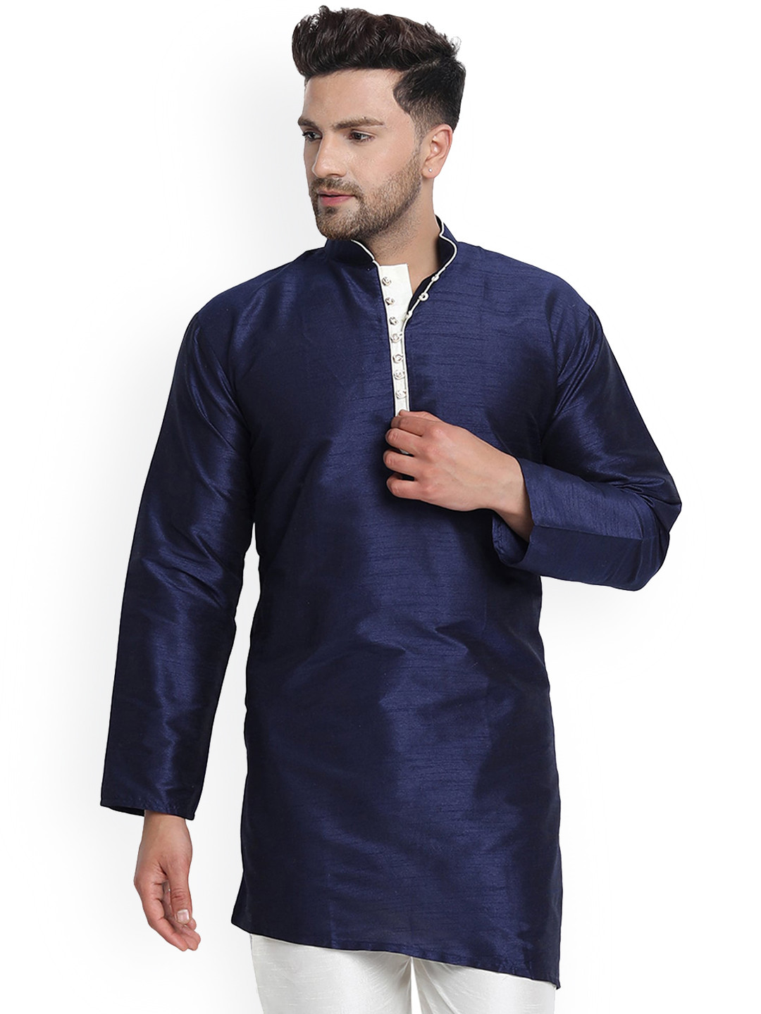 

Enciger Mandarin Collar Straight Kurta, Blue