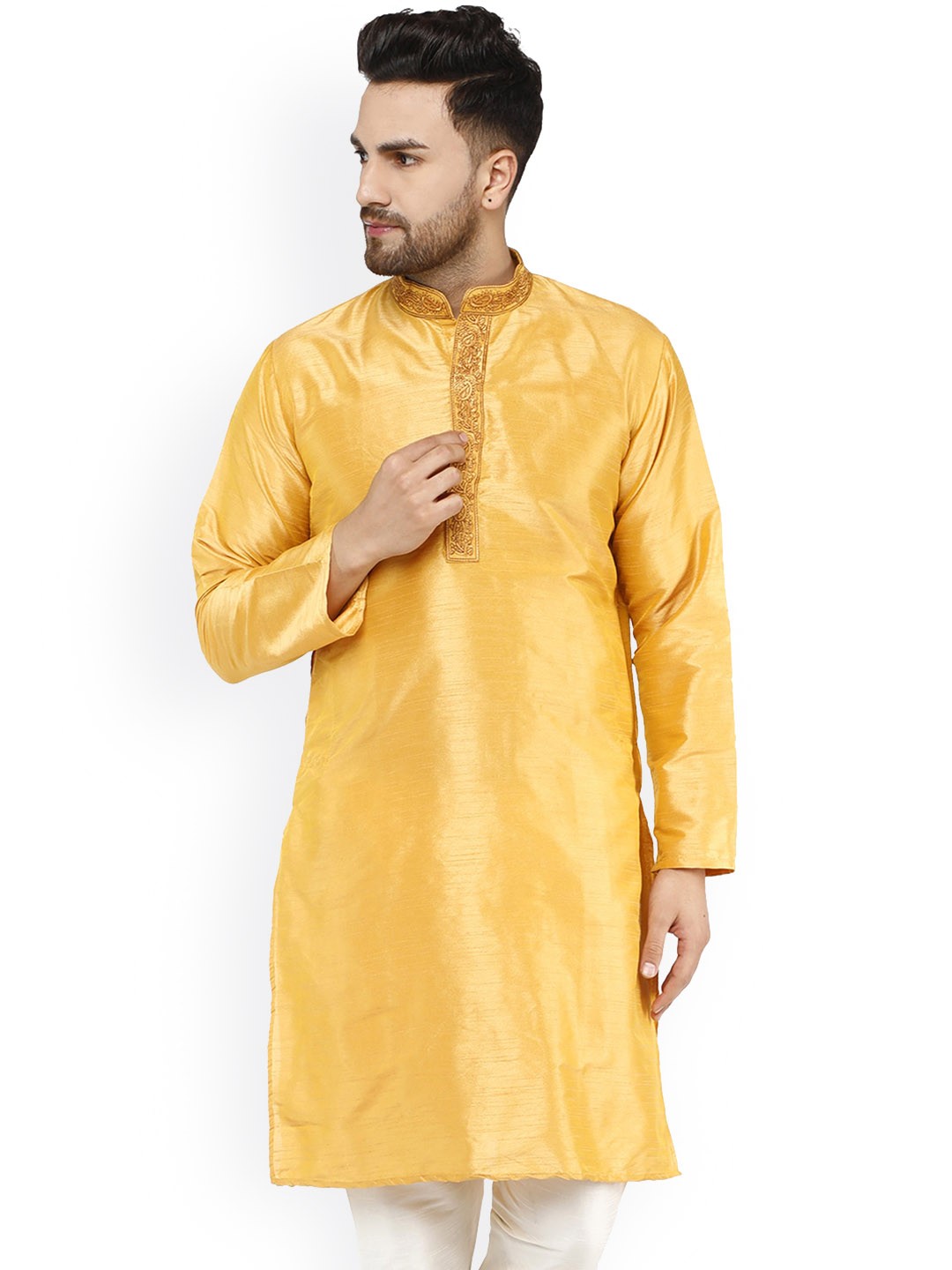 

Enciger Mandarin Collar Straight Kurta, Gold