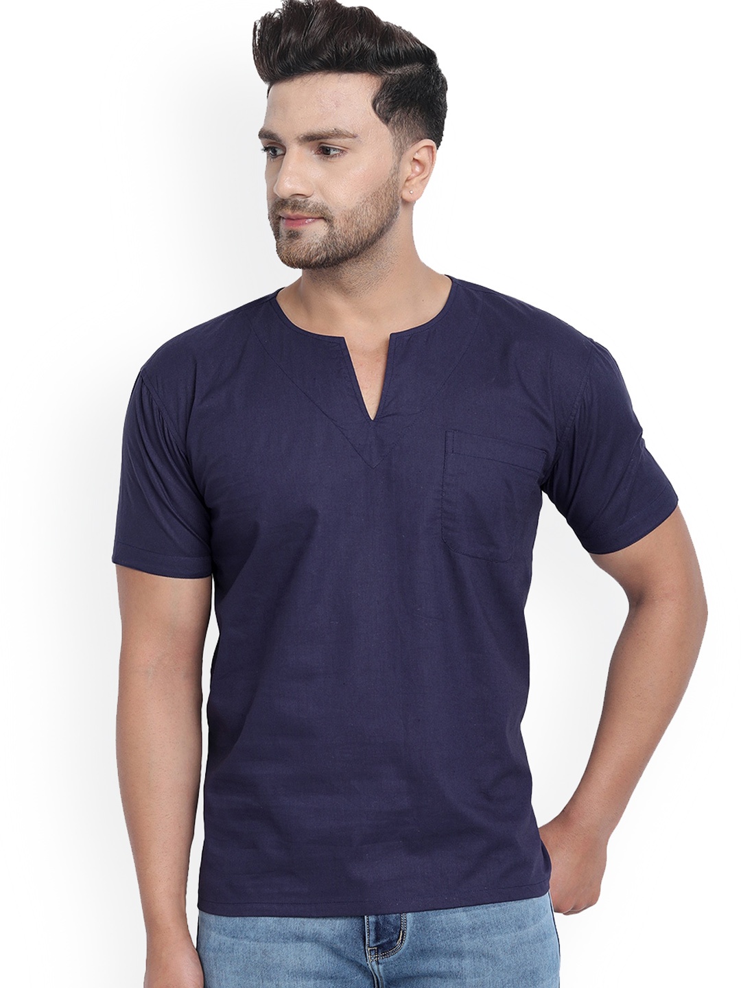 

Enciger Round Neck Cotton Kurta, Blue