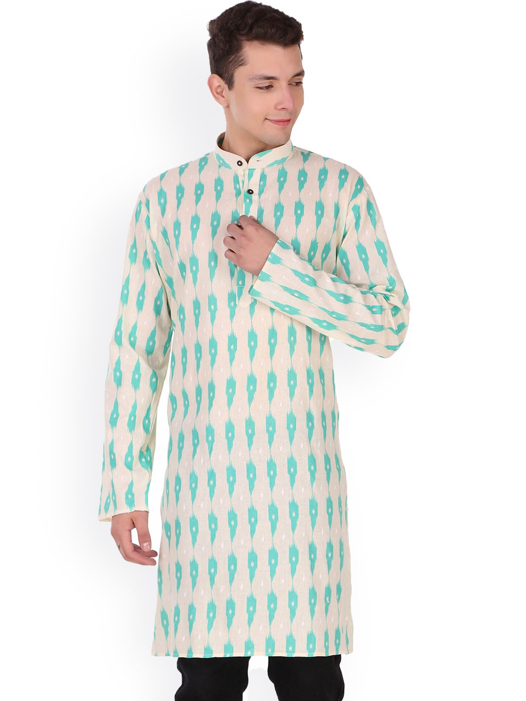 

Enciger Abstract Printed Cotton Kurta, Green