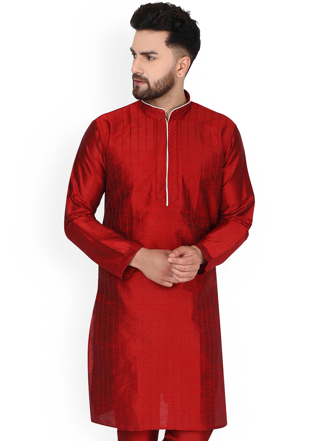 

Enciger Mandarin Collar Kurta, Red