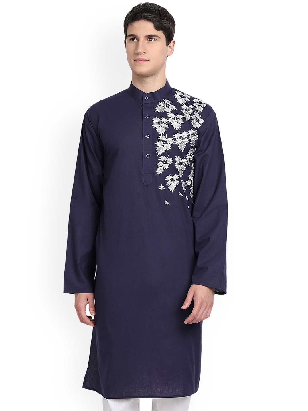 

Enciger Floral Embroidered Thread Work Straight Kurta, Blue