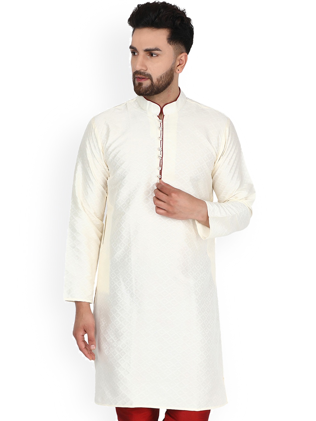 

Enciger Embroidered Mandarin Collar Kurta, Off white