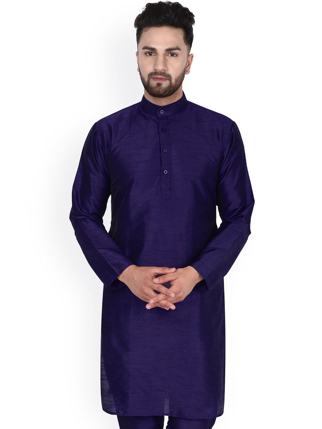 

Enciger Men Blue Flared Sleeves Chikankari Handloom Kurta