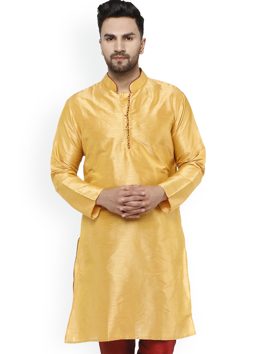 

Enciger Mandarin Collar Straight Kurta, Gold