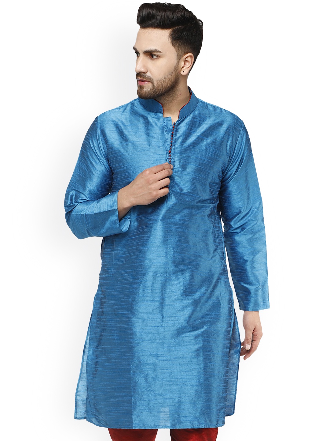 

Enciger Mandarin Collar Kurta, Turquoise blue