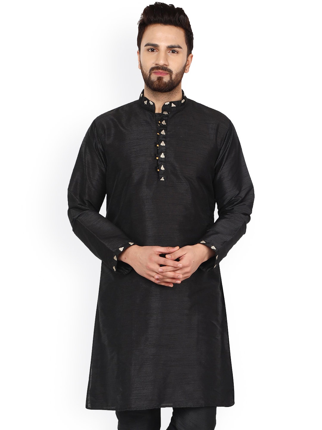 

Enciger Mandarin Collar Straight Kurta, Black