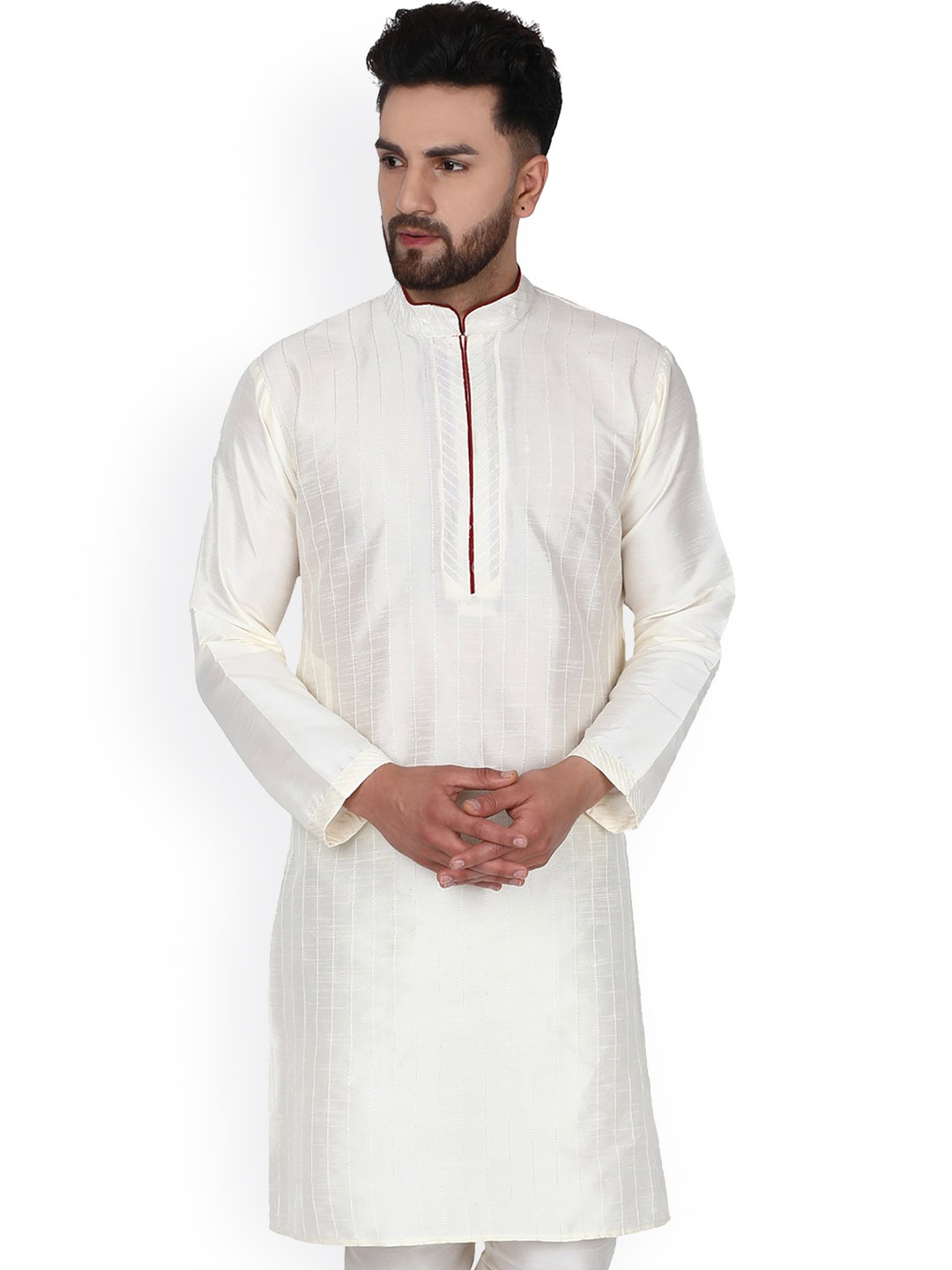 

Enciger Mandarin Collar Straight Kurta, White