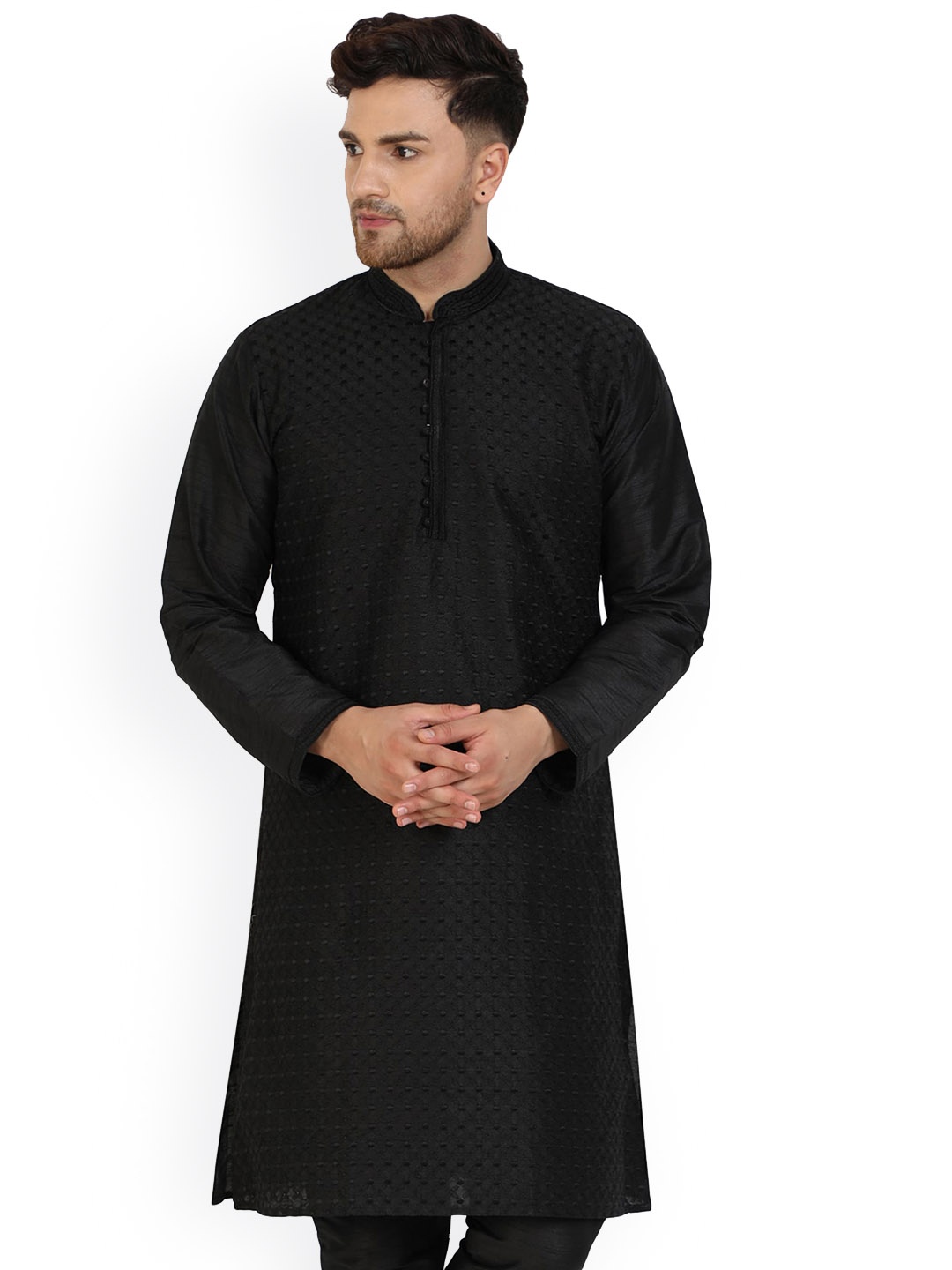 

Enciger Mandarin Collar Straight Kurta, Black