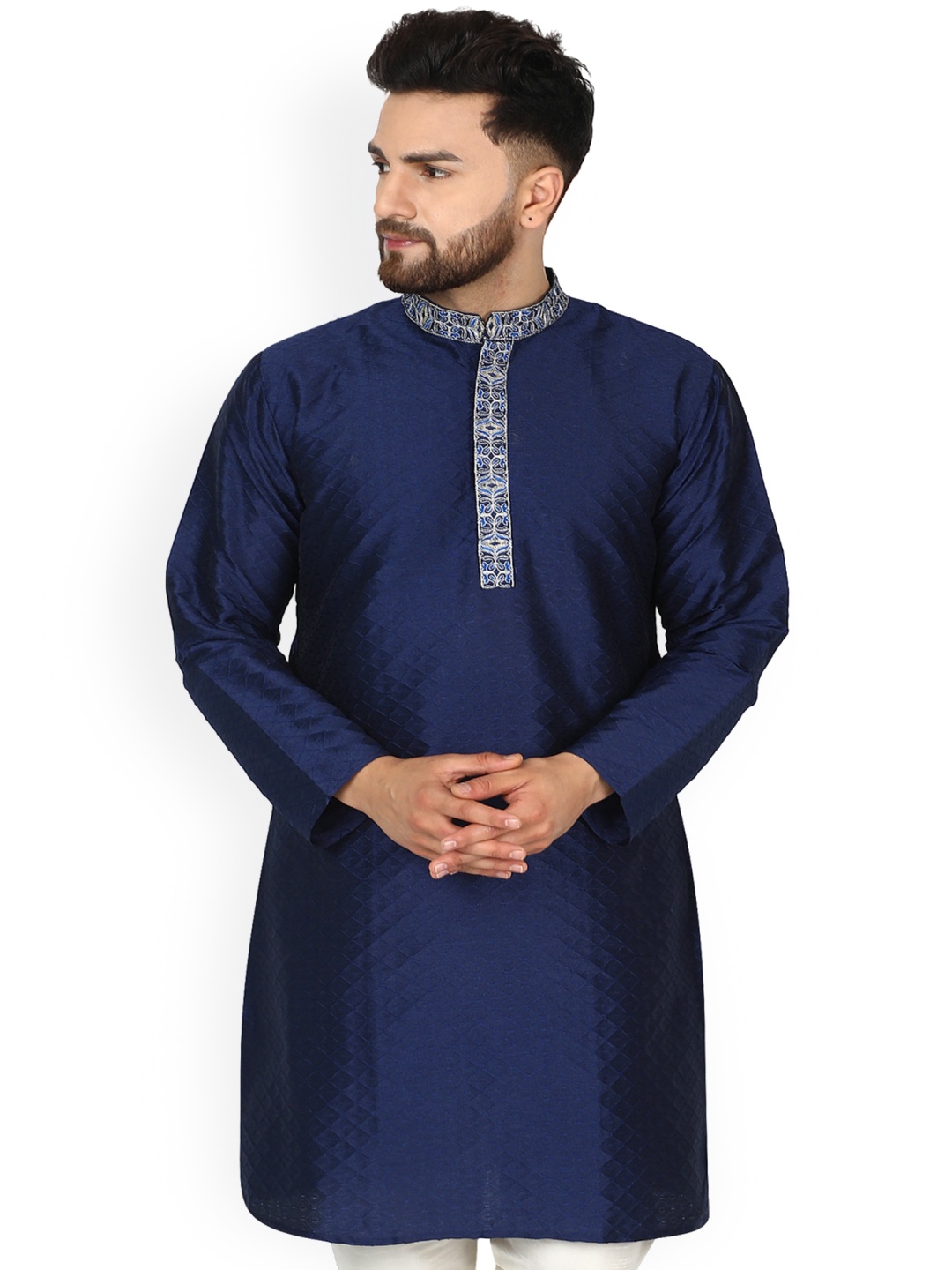 

Enciger Geometric Woven Design Straight Kurta, Blue