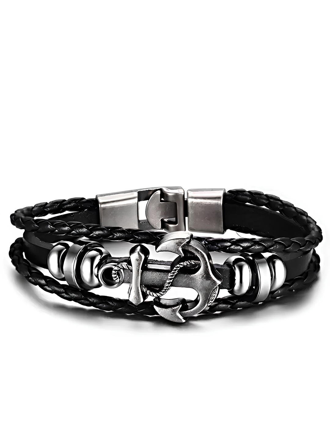 

KARISHMA KREATIONS Unisex Leather Link Bracelet, Black