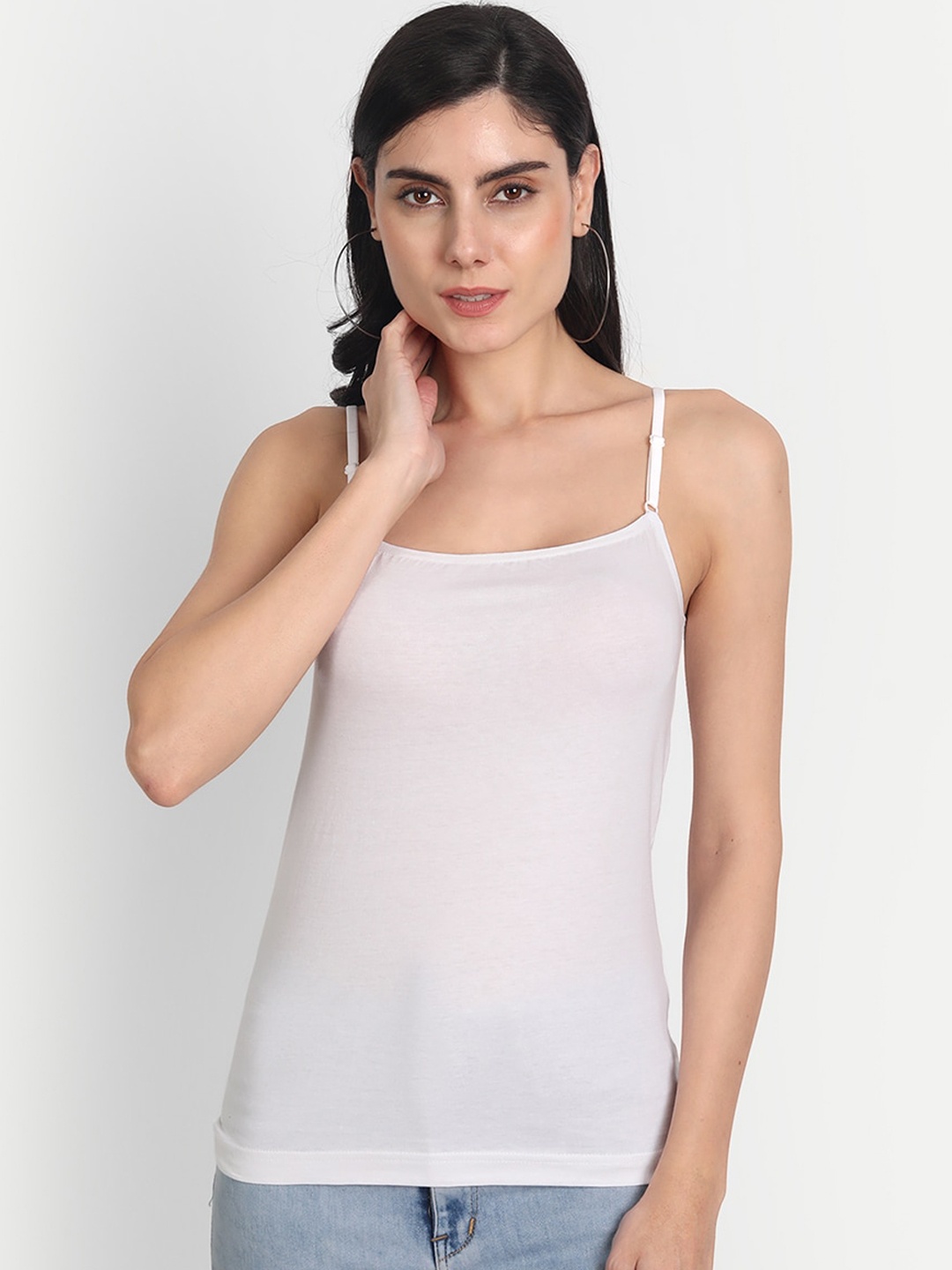

Aimly Cotton Adjustable Strap Camisole, White