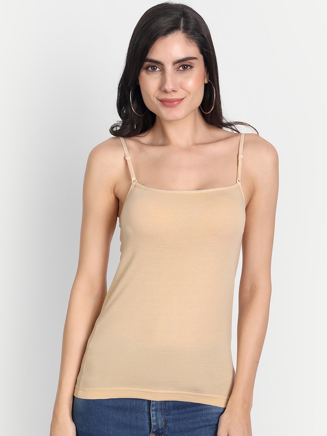 

Aimly Cotton Adjustable Strap Camisole, Beige