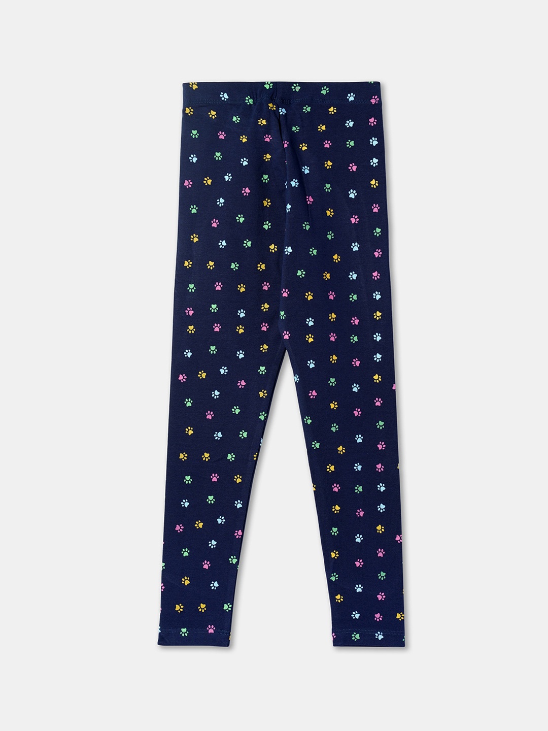 

R&B Girls Printed Ankle-Length Cotton Leggings, Navy blue