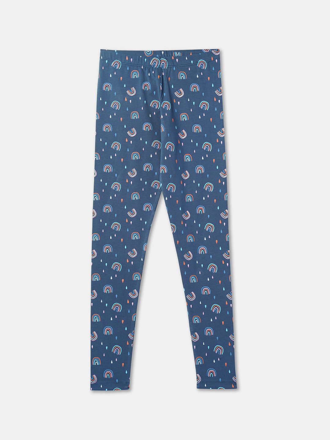 

R&B Girls Graphic Printed Cotton Ankle-Length Leggings, Navy blue